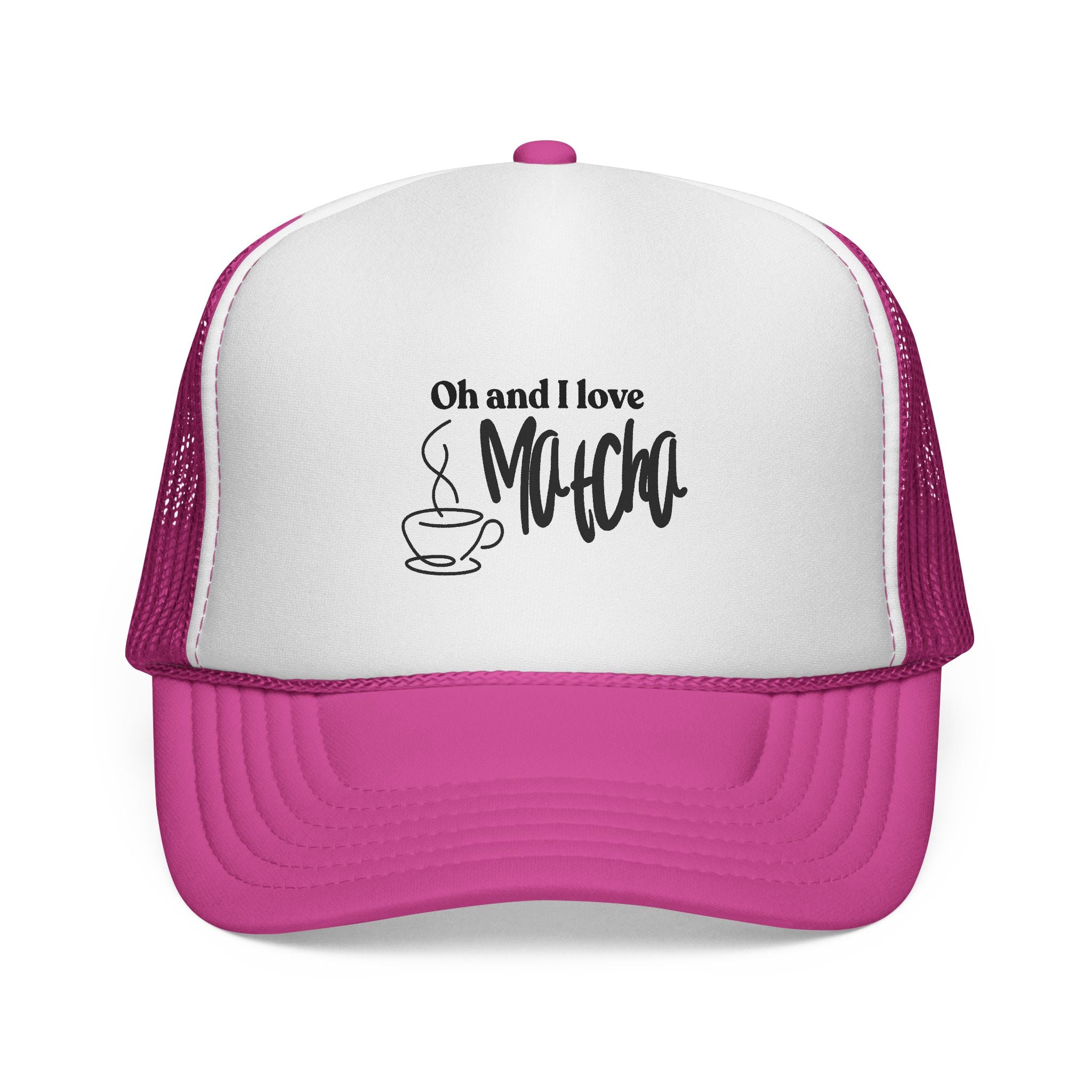 Coffee Lover Trucker Cap - "Oh and I Love Mocha" Mesh Baseball Hat