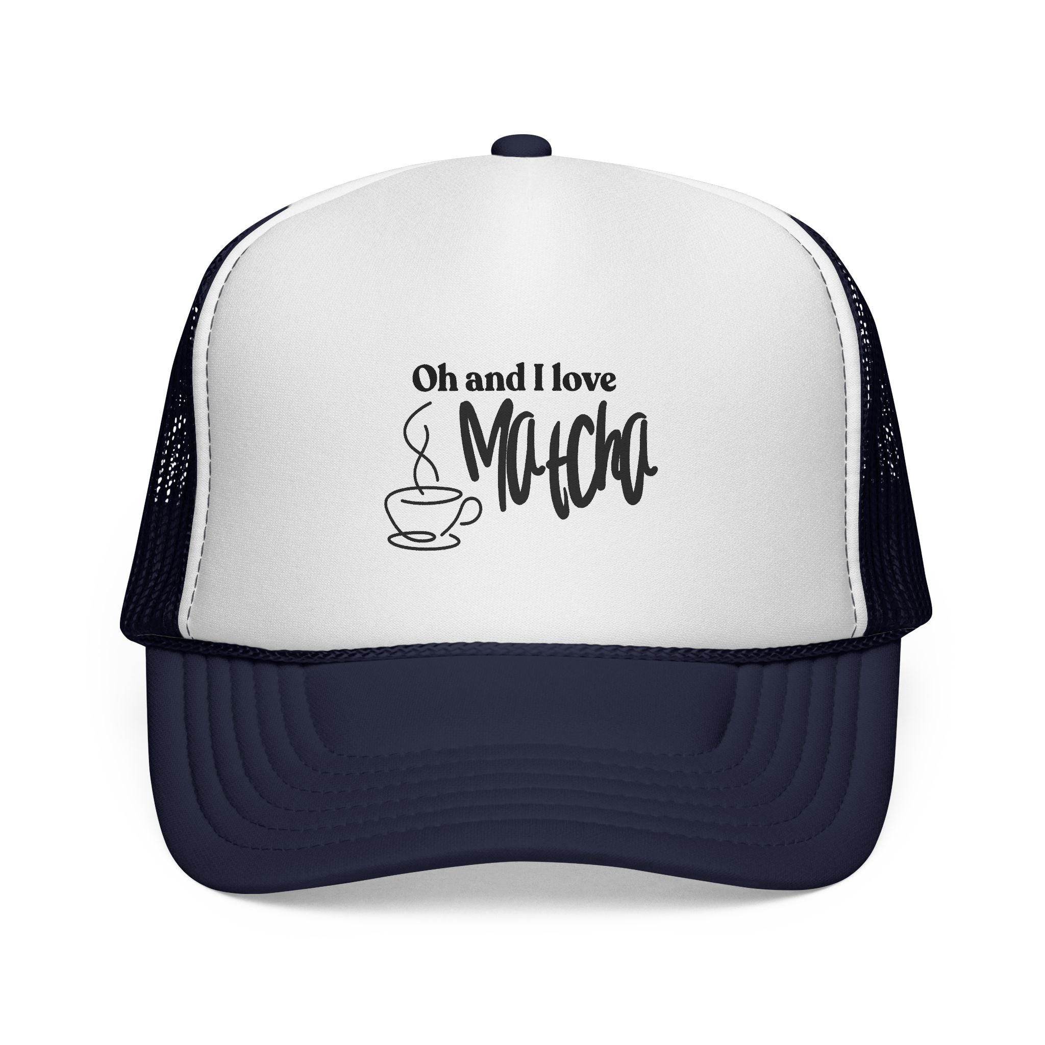 Coffee Lover Trucker Cap - "Oh and I Love Mocha" Mesh Baseball Hat