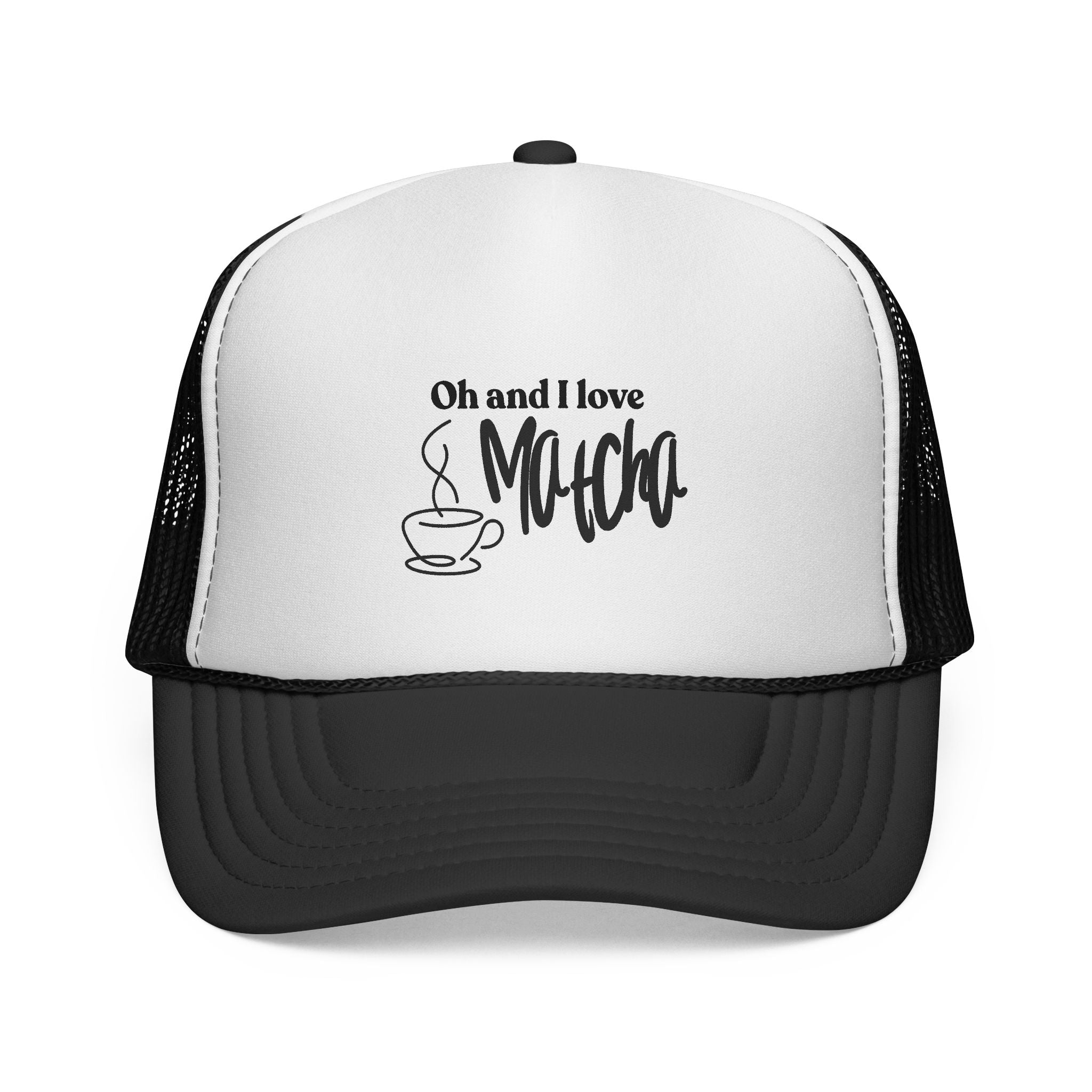 Coffee Lover Trucker Cap - "Oh and I Love Mocha" Mesh Baseball Hat