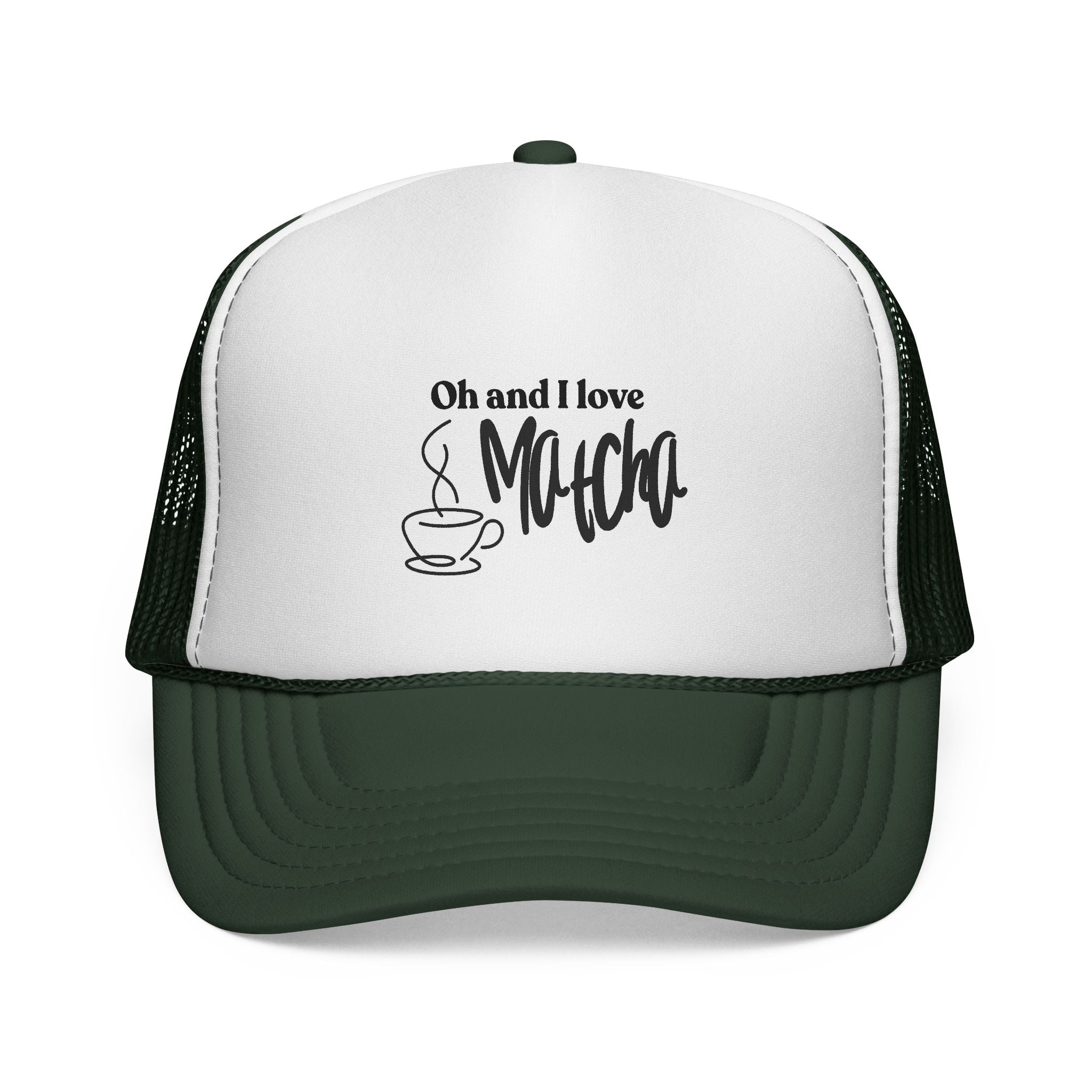 Coffee Lover Trucker Cap - "Oh and I Love Mocha" Mesh Baseball Hat